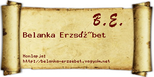 Belanka Erzsébet névjegykártya